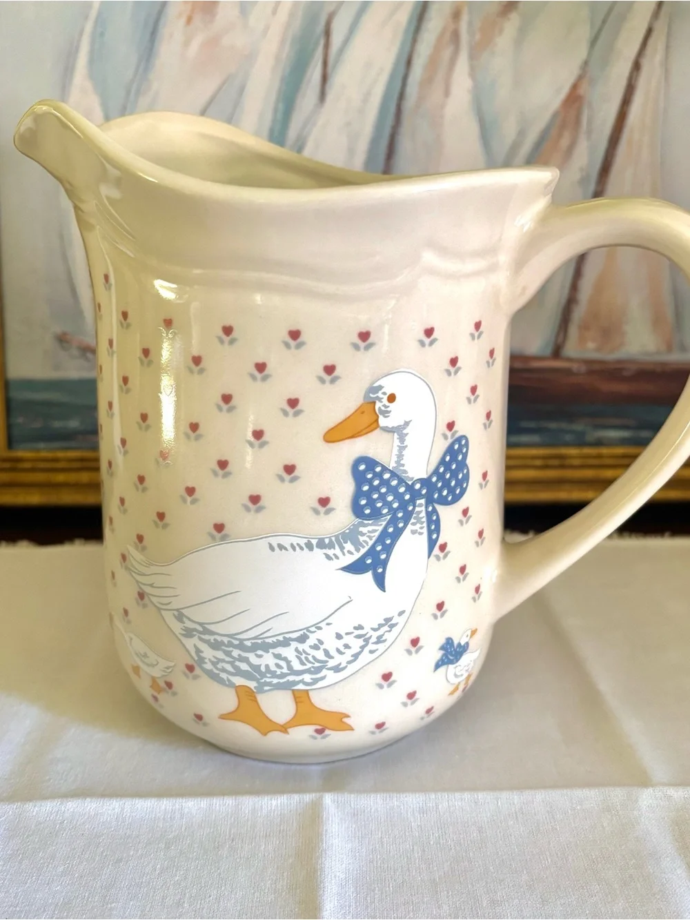 Vintage Goose Pitcher Aunt Rhody Stoneware Cottagecore Kitchen - Picture 1 of 5